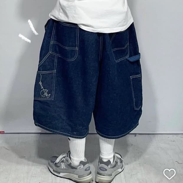 빈티지 칼존스 카고 데님 버뮤다 팬츠