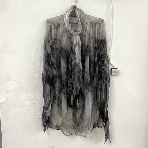 알렉산더 맥퀸 2014 아카이브 고스트 실크 스카프 드레스