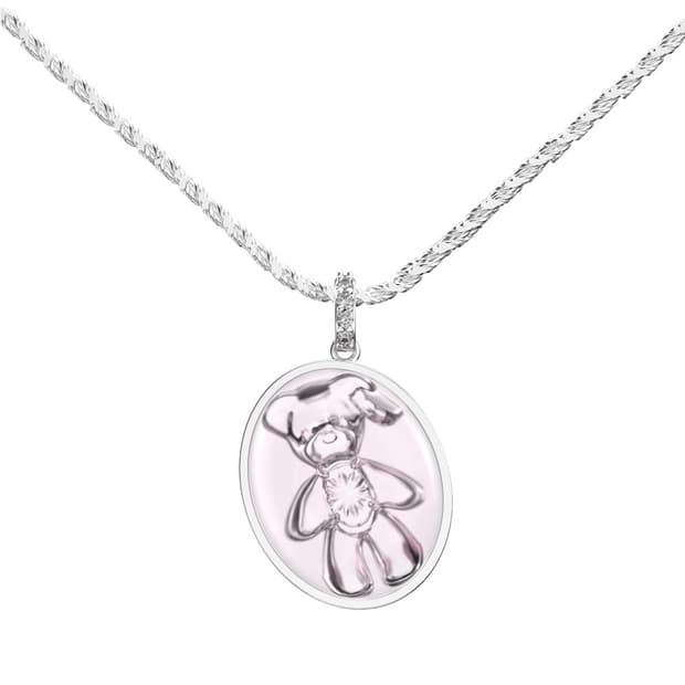 새상품 25ss 위민 크리스탈 베어 오벌 펜던트 목걸이 핑크