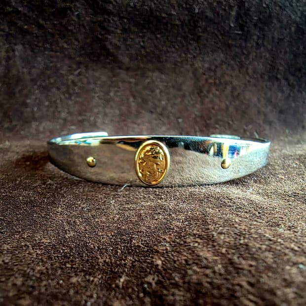 MILOR ITALY 빈티지18k 카메오포인트 뱅글팔찌 