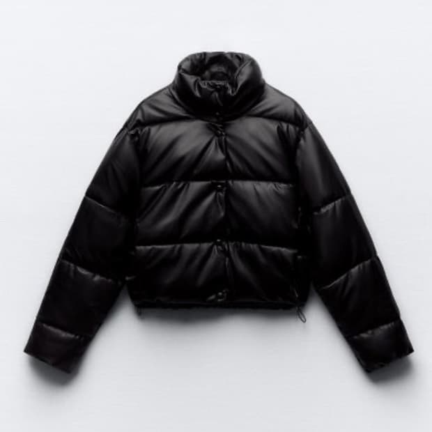 ZARA 자라 여성 페이크 레더 무광 패딩 M