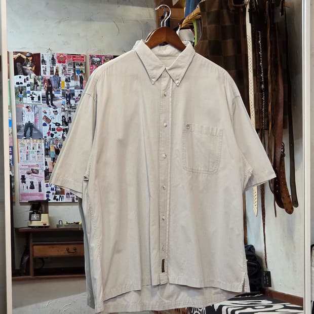 팀버랜드 민트그레이 잔체크 반팔 셔츠