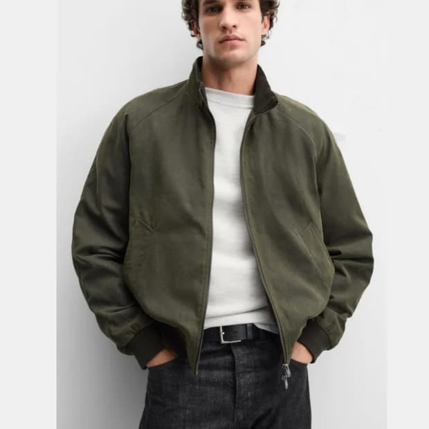 새제품M 자라  오일 빈티지워싱 블루종 점퍼 해링턴 바라쿠다 바버 올리브