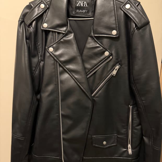 자라 블랙 레더 라이더 자켓 L