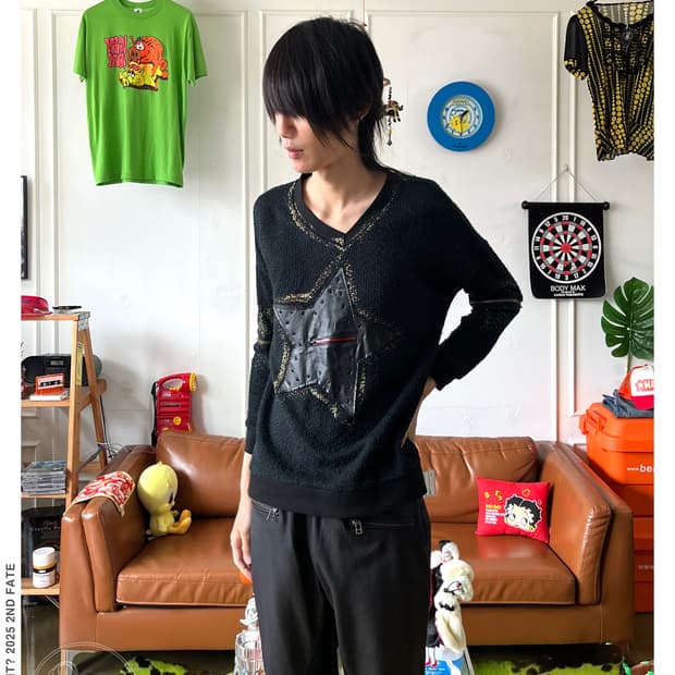 Jpn Vintage Star Patchwork V-Neck Knit