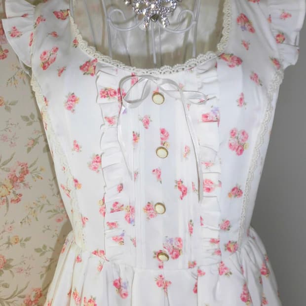 리즈리사 lizlisa 핀터깔 히메갸루 핑크 플로럴 미니 원피스