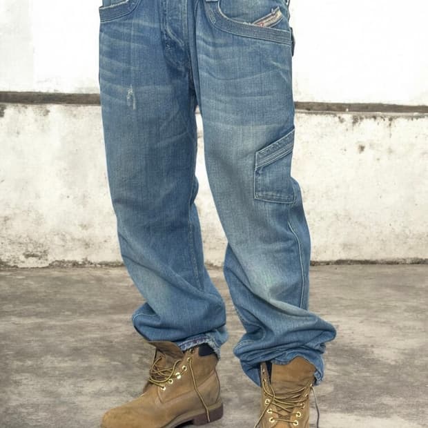 디젤 워크 카펜터 포켓 워싱 데님 팬츠