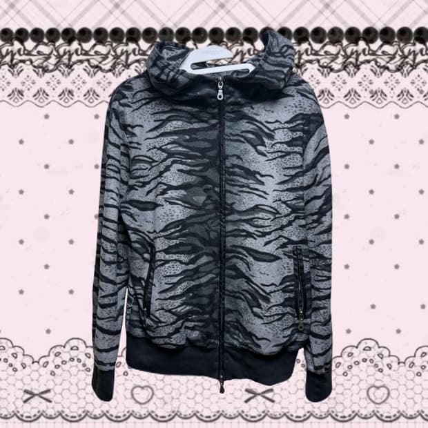 y2k 펑크 지브라 후드집업