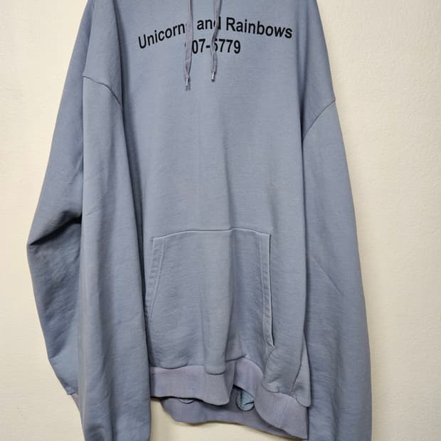 베트멍 유니콘 후드 티셔츠 og 소라색 L사이즈