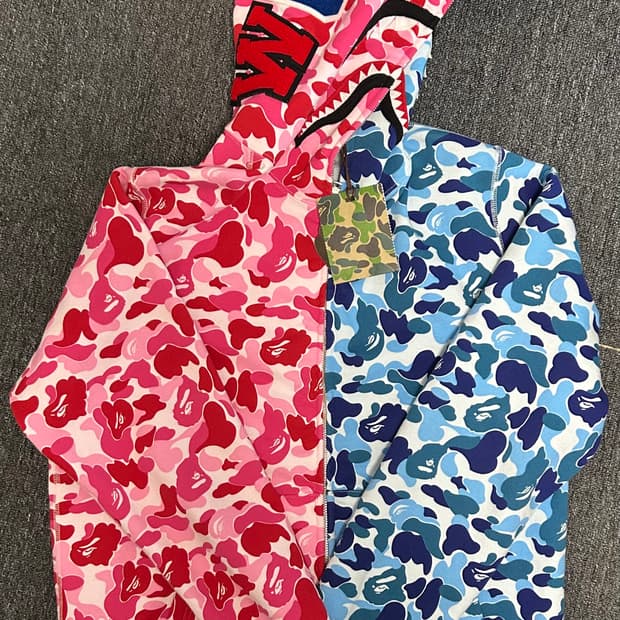 베이프 세퍼레이트 샤크후드 후드집업 핑크 블루 새상품