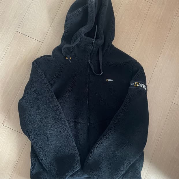 내셔널지오그래픽 검정 후리스 후드집업 XL