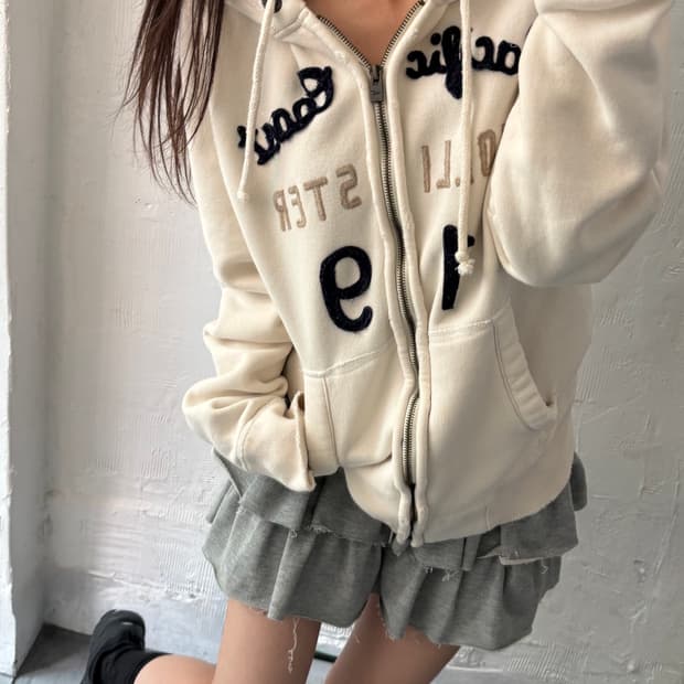 Hollister 홀리스터 아이보리로고 후드집업