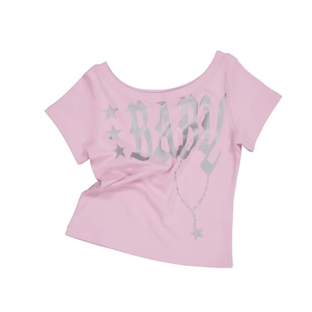셋업이엑스이 baby wide neck top 핑크