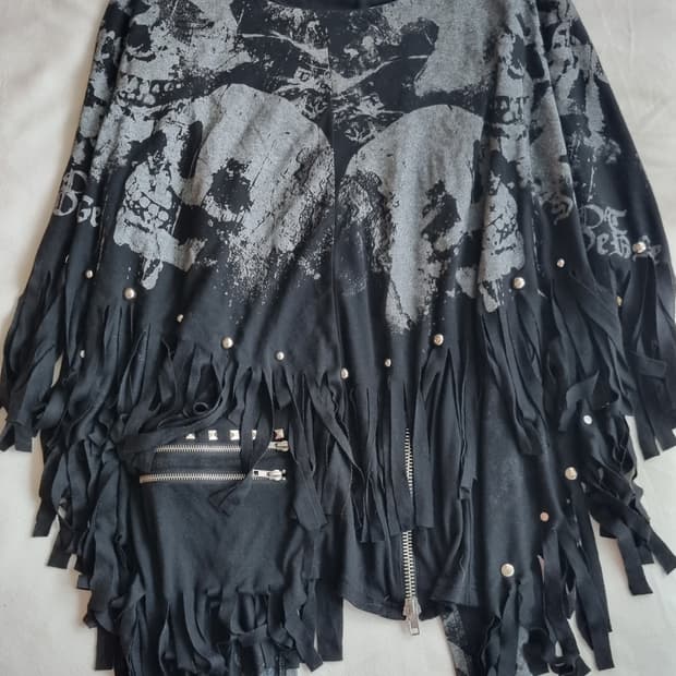 빈티지 섹스팟리벤지 펑크 스컬 해골 케이프