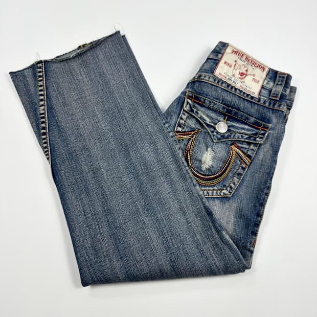 32 트루릴리전 OG 와이드 부츠컷 데미지 데님팬츠