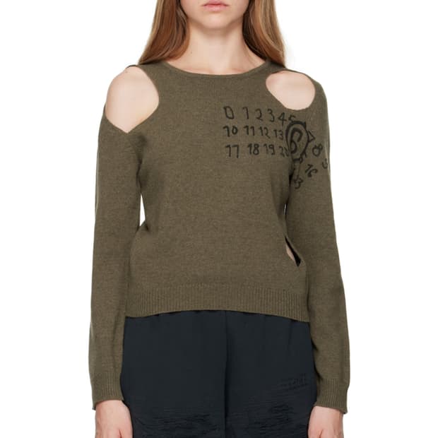 메종 마르지엘라 넘버 로고 컷아웃 니트