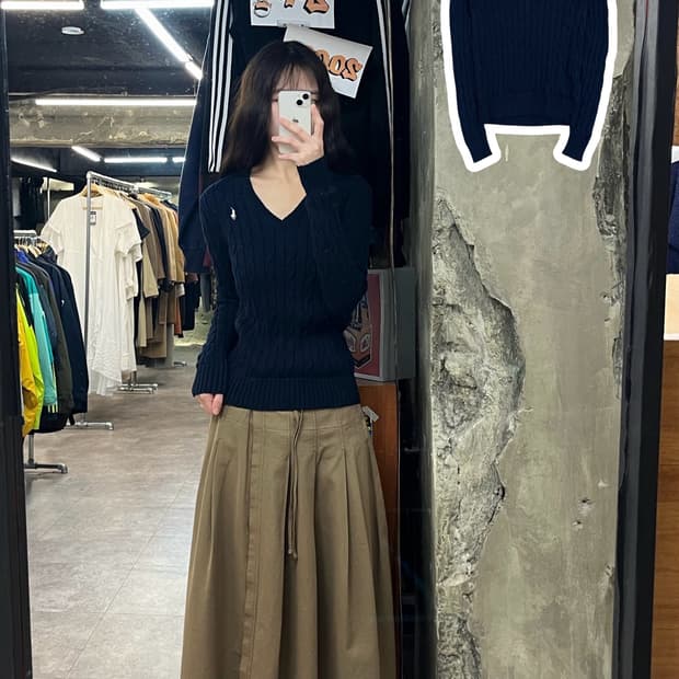 폴로 랄프로렌 꽈배기 브이넥 니트 네이비 XS #csz3667