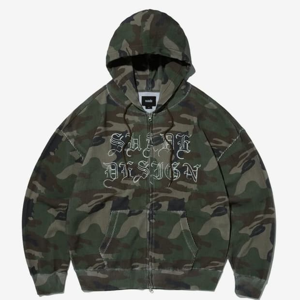 스웨이드 카모 후드집업