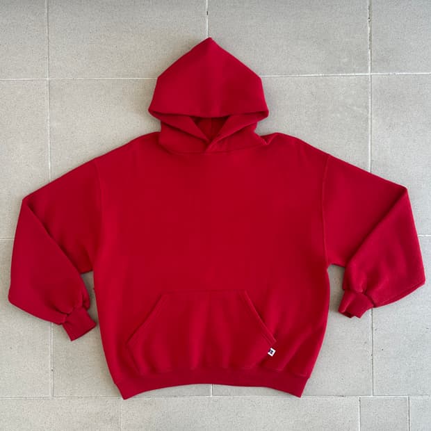 90s 빈티지 러셀 후드 레드 L