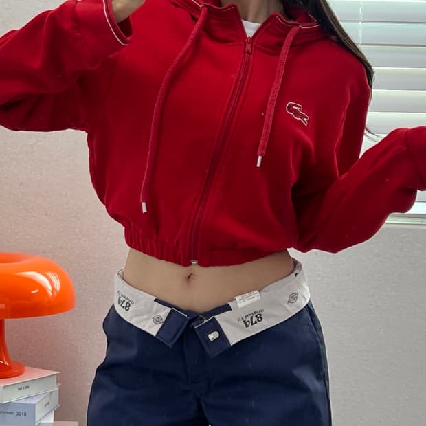 (WOMEN)라코스테 크롭 후드집업-M1445