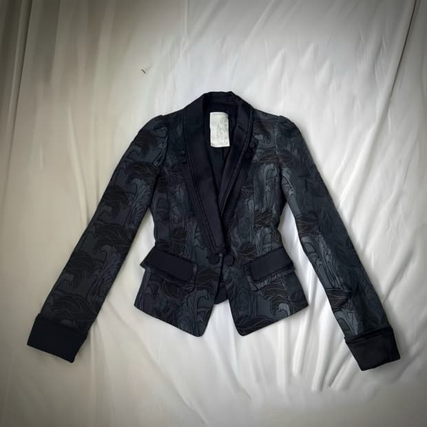 아카이브 오리엔탈 고스 페어리 니혼진 동양풍 실버블랙 에스닉 패턴 자켓