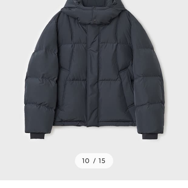 25fw 벨리에 크로스라인 후디드 구스다운 100 미드나잇그레이