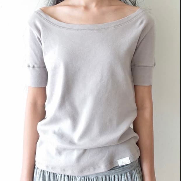샵페어리 rib half top greyish beige