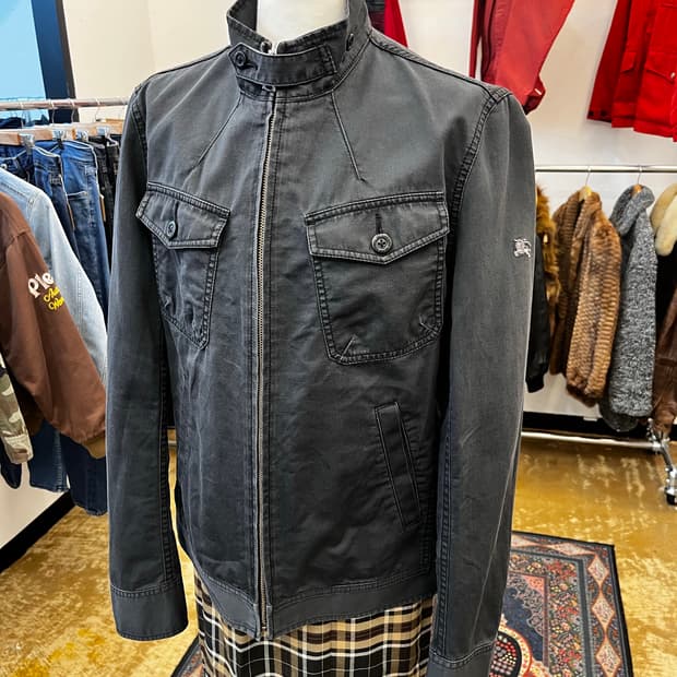 버버리 블루라벨 코튼 싱글 라이더 자켓