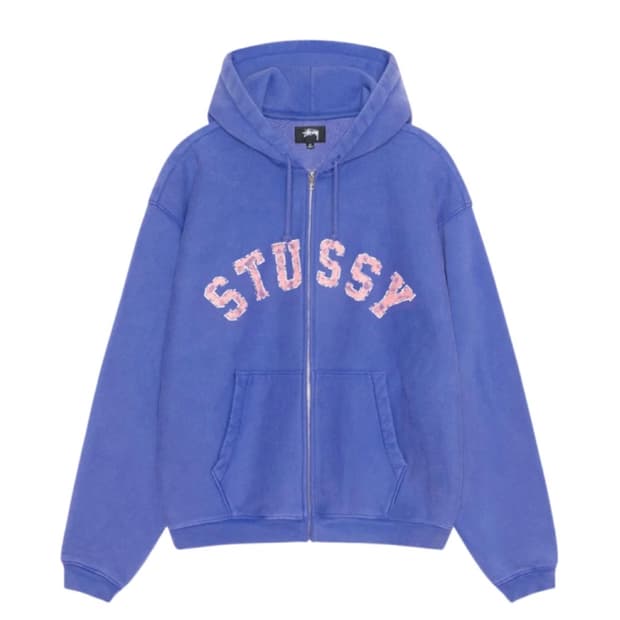 스투시 Stussy Faded Graphic Zip Hoodie Purp