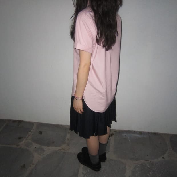꼼데가르송 체크 반팔 셔츠 레드