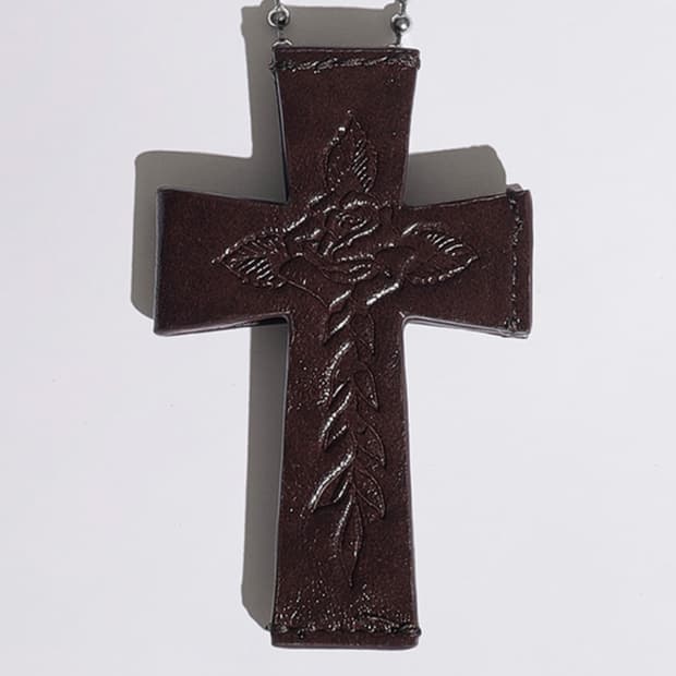 스컬프터 에드하디 레더 크로스 카드지갑 브라운