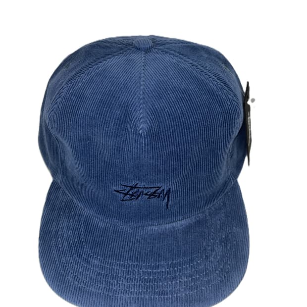 스투시 스탁 8볼 코듀로이 스트랩백 블루