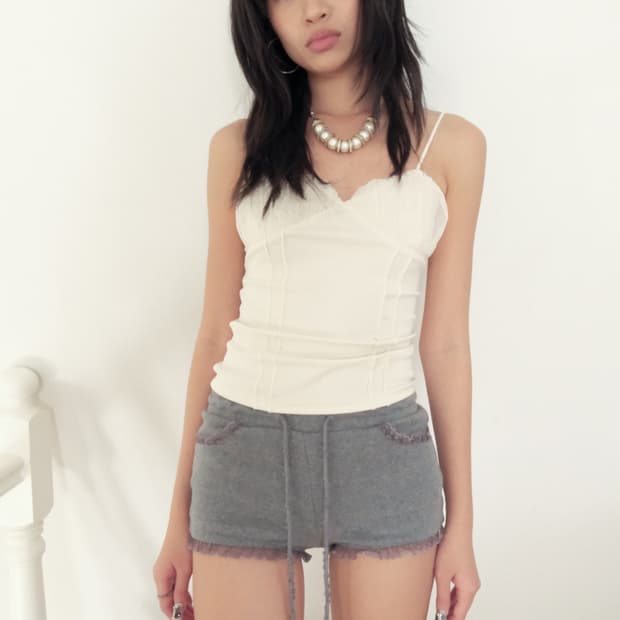 루즈슬립오버 Custard Mesh Top *Cream