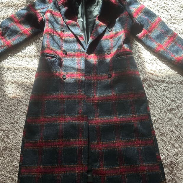 아디세떼흐(À 17h) 프리미엄 체크 더블 롱코트