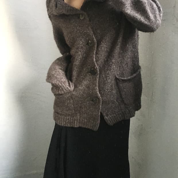 Plantation 플렌테이션 브라운 카라 버튼 가디건