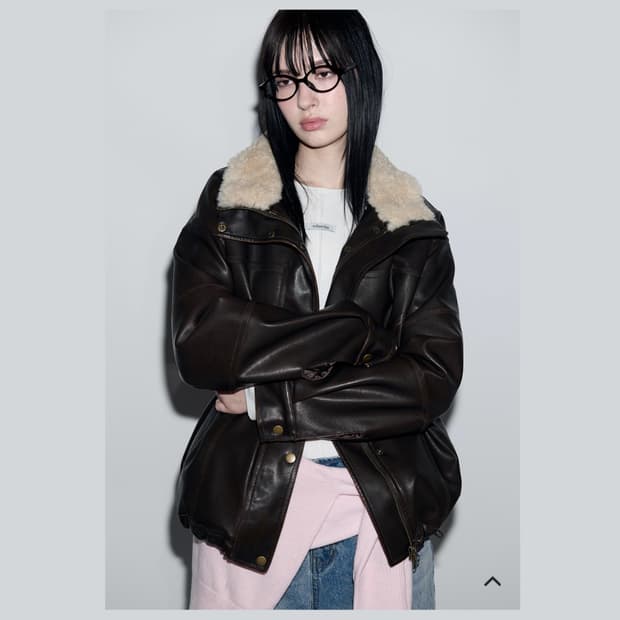 rolarola로라로라 퍼 레더 자켓-브라운/안감 2온스