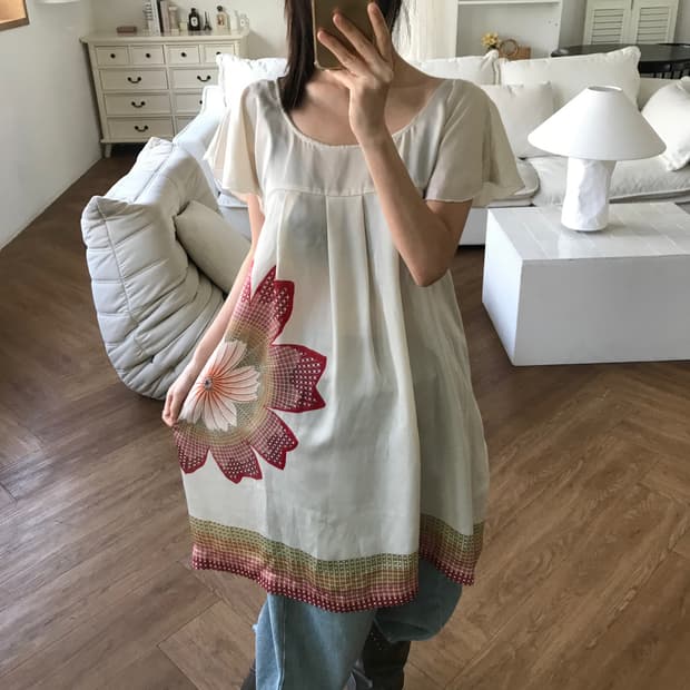 vintage flower pattern one-piece