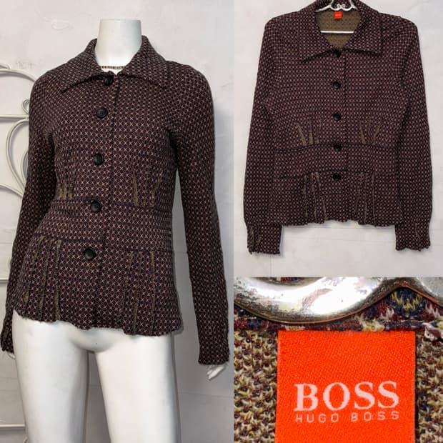 HUGO BOSS geometric pintuck cardigan 