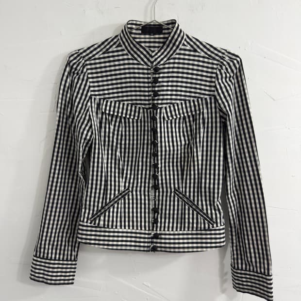 fragile check button design jacket