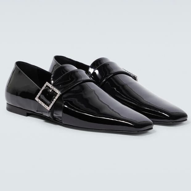 Saint Laurent 생로랑 트리스탄 슬리퍼 페이턴트 레더 로퍼 블랙