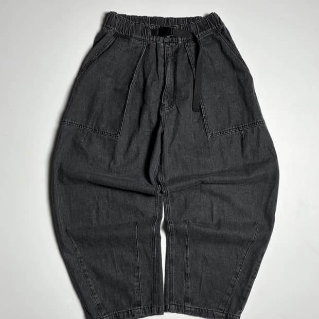 미니멀프로젝트 흑청 워싱 벌룬핏 데님 팬츠 R1346