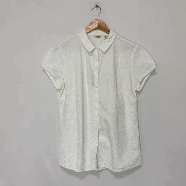 LLBean 엘엘빈 엠보싱 반팔 셔츠 블라우스 여성 모리걸 빈티지 M