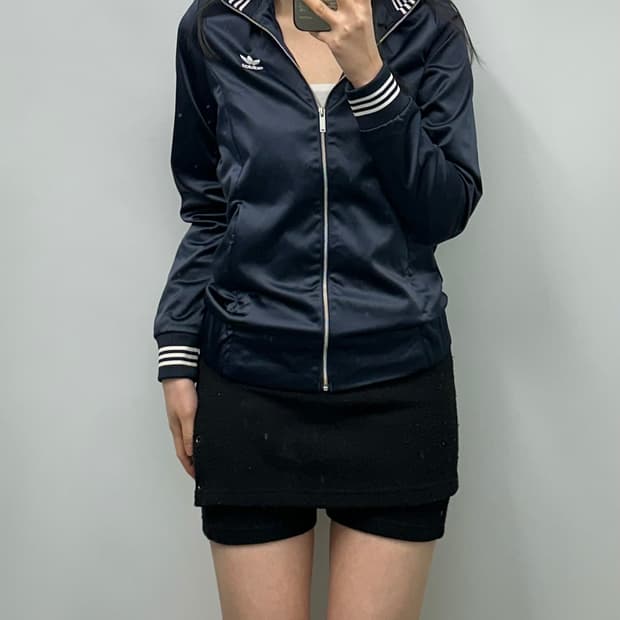 아디다스 네이비 새틴 트랙탑 져지