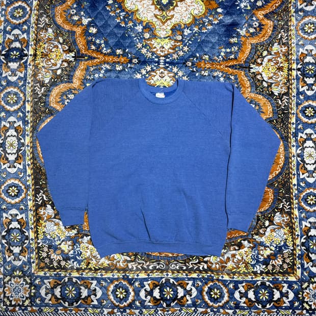 빈티지 90s 프룻오브더룸 블랭크 헤더블루 스웻셔츠