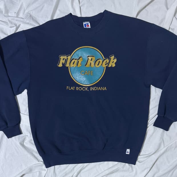 90s usa 러셀 flat rock cafe 50 50 스웻셔츠