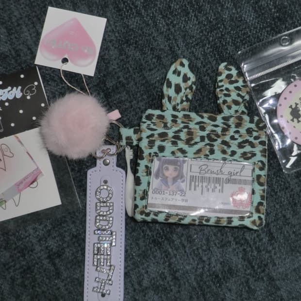 오디티스 레오파드 민트 토끼 카드지갑 갸루 