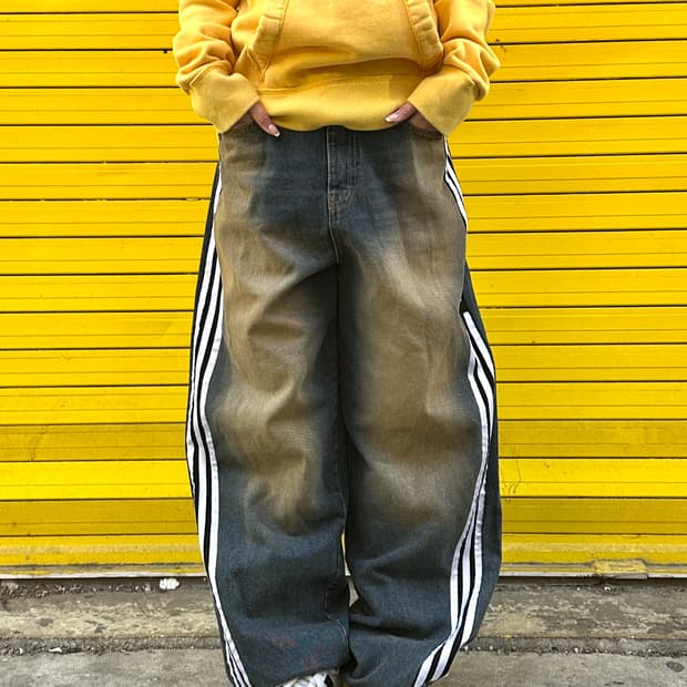 삼선줄 커스텀 데님 팬츠