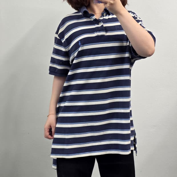 [프립]XL/폴로 랄프로렌 단가라 카라반팔티 네이비 아이보리