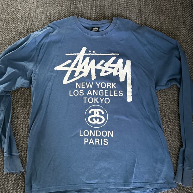 스투시 월드투어 롱슬리브 티셔츠 미드나잇