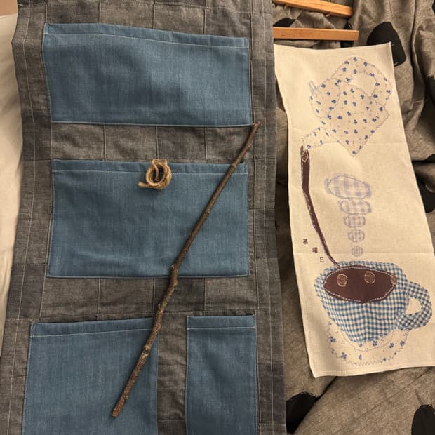 모요일 데님 주머니 천, 커피 한잔 해요 천 포스터